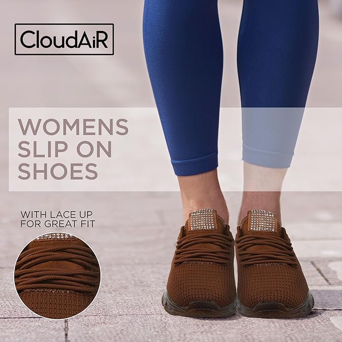 CLOUDAIR Vesta Women's Sneakers: Casual Running, Walking Arch Support Shoes, Lightweight Slip-On Sock Design, Non-Slip Work Shoes for Women, Comfortable Air Cushioned Platform Sneakers gallery image