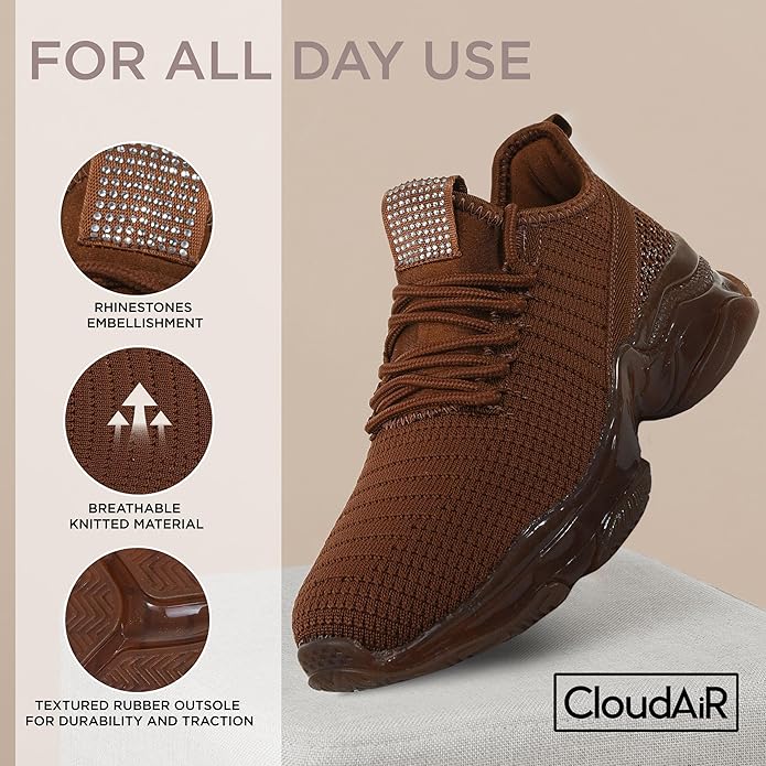 CLOUDAIR Vesta Women's Sneakers: Casual Running, Walking Arch Support Shoes, Lightweight Slip-On Sock Design, Non-Slip Work Shoes for Women, Comfortable Air Cushioned Platform Sneakers gallery image