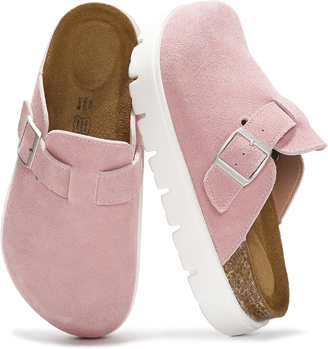 Project Cloud Genuine Leather Platform Clogs for Women Footwear - Memory Foam Arch Support Cork Footbed Casual Shoes & Mules for Women 2025 (Benton Chunky) main image