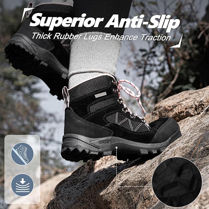 R CORD Hiking Boots Womens Waterproof Outdoor Womens Hiking Boots Trekking Camping Trail Boots gallery image