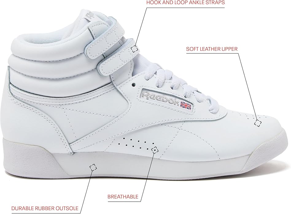Reebok Women's Freestyle Hi High Top Sneakers for Women, Black or White Basketball and Tennis Shoes Womens Size 5-12 gallery image